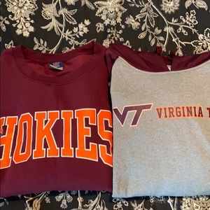 Two Virginia Tech Sweatshirts VT Hokies